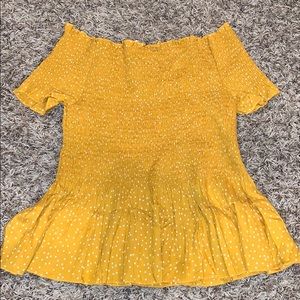 Off the shoulder polka dot top